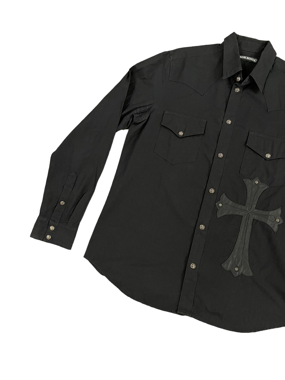 Large Cross Patch Denim Loose Ends Shirt