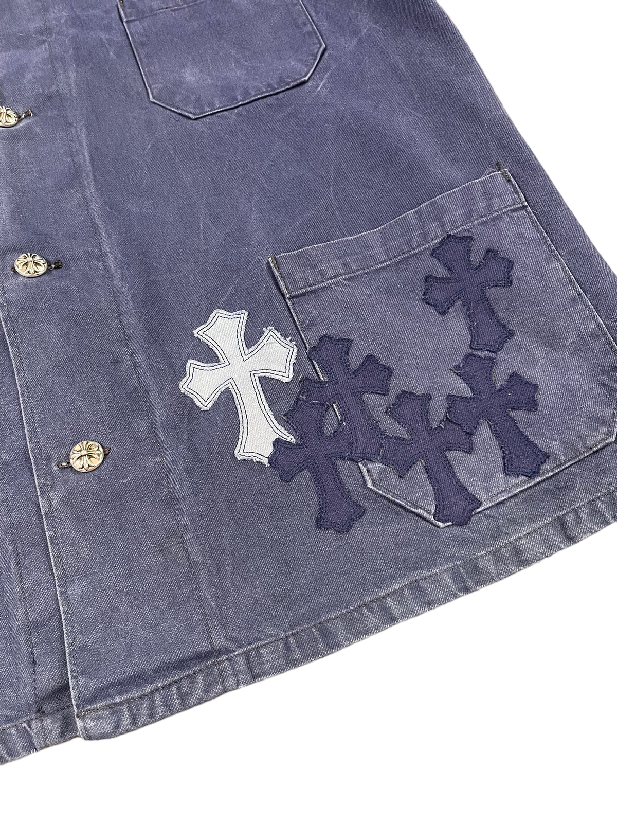 Vintage French Blue Cross Patch Work Jacket