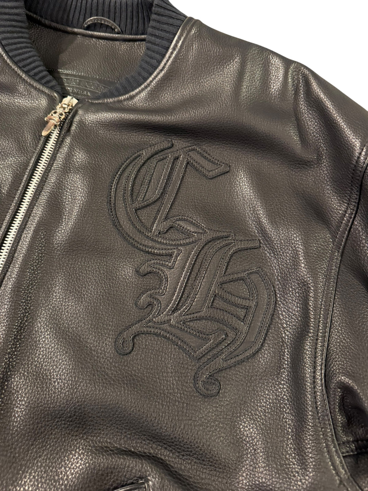 On Target CH Patch Leather Bomber
