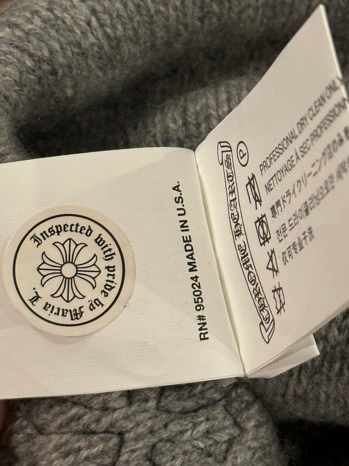 Chrome Hearts Mini Cross Grey Cashmere Beanie