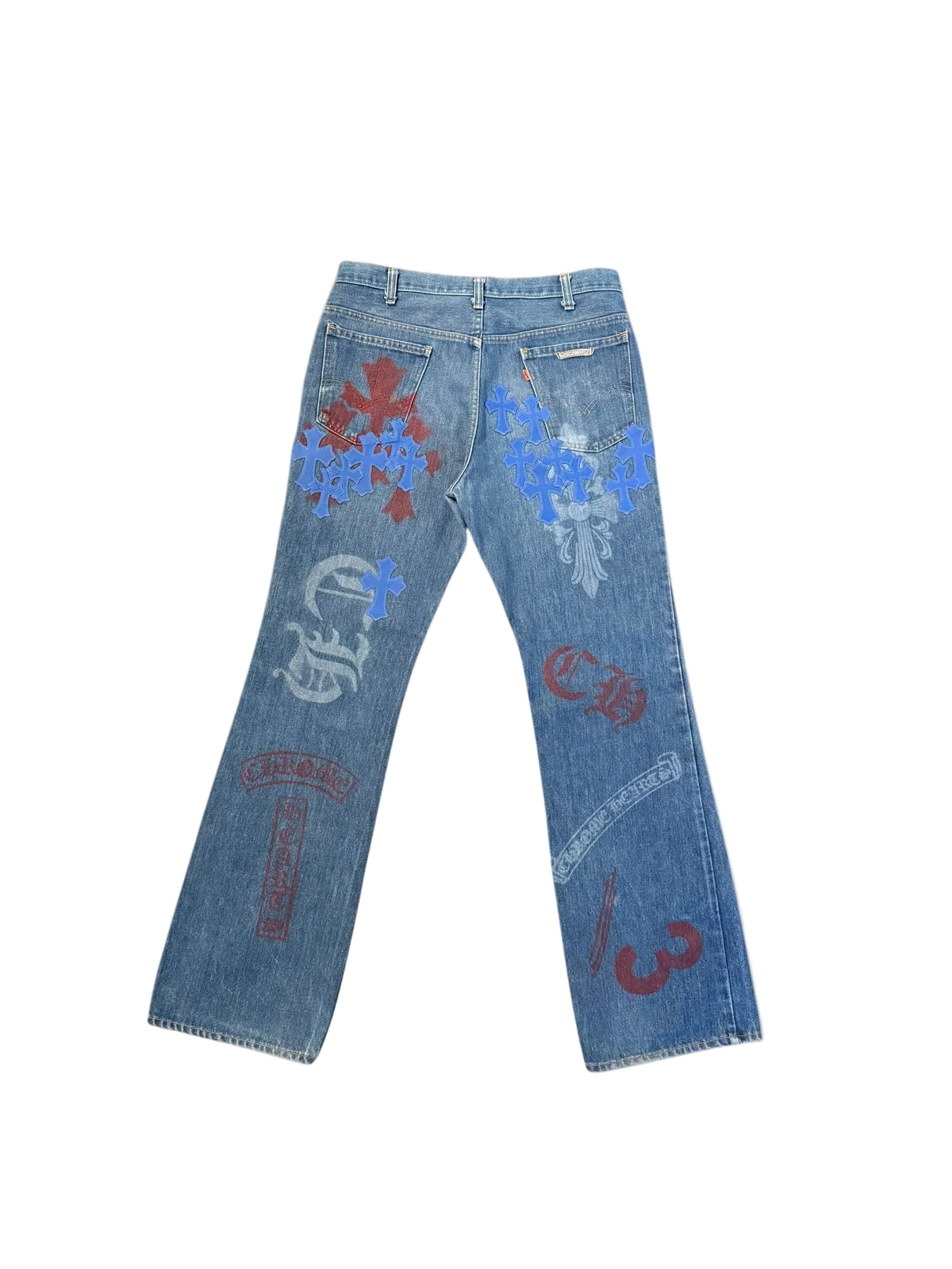 Chrome Hearts Levi's Blue Cross Patch Stencil Denim Jeans