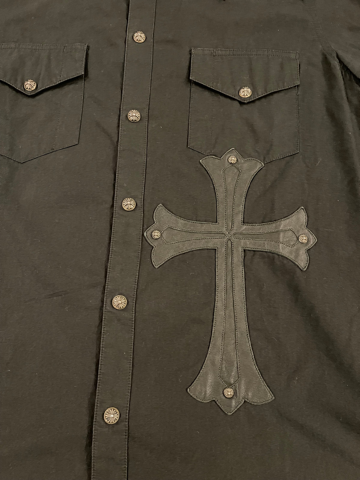 Large Cross Patch Denim Loose Ends Shirt