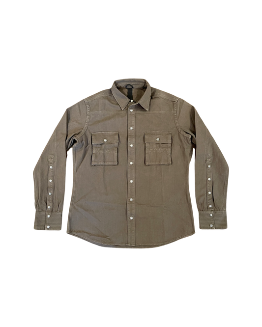 Fleur Patch Detailed Green Military Shirt