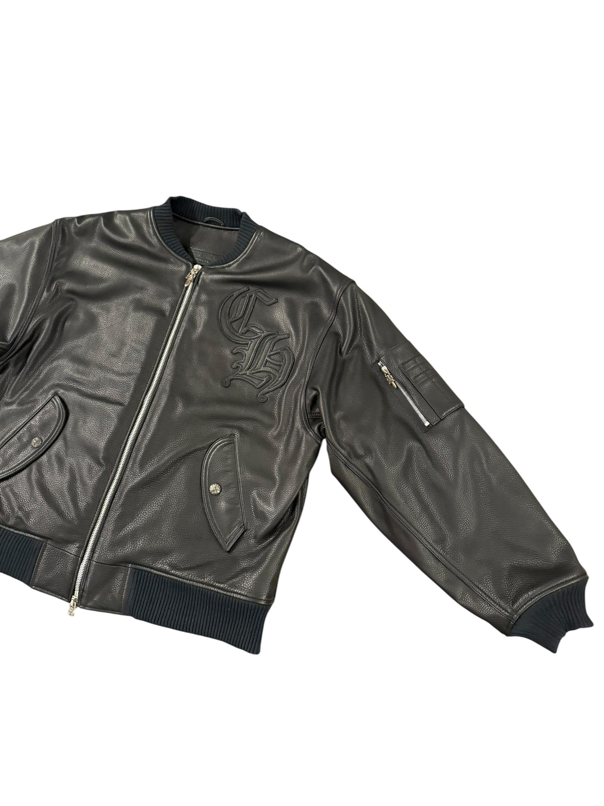 On Target CH Patch Leather Bomber
