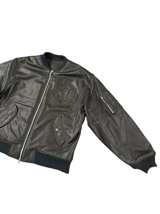 On Target CH Patch Leather Bomber