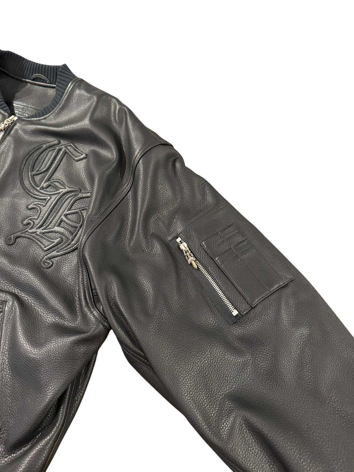 On Target CH Patch Leather Bomber