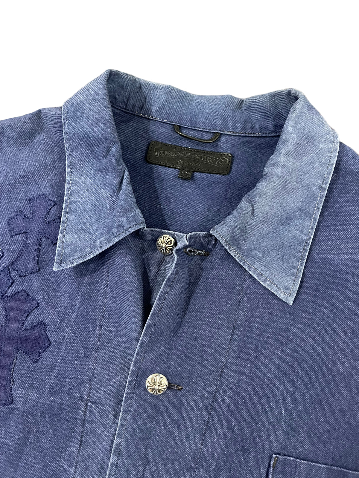 Vintage French Blue Cross Patch Work Jacket