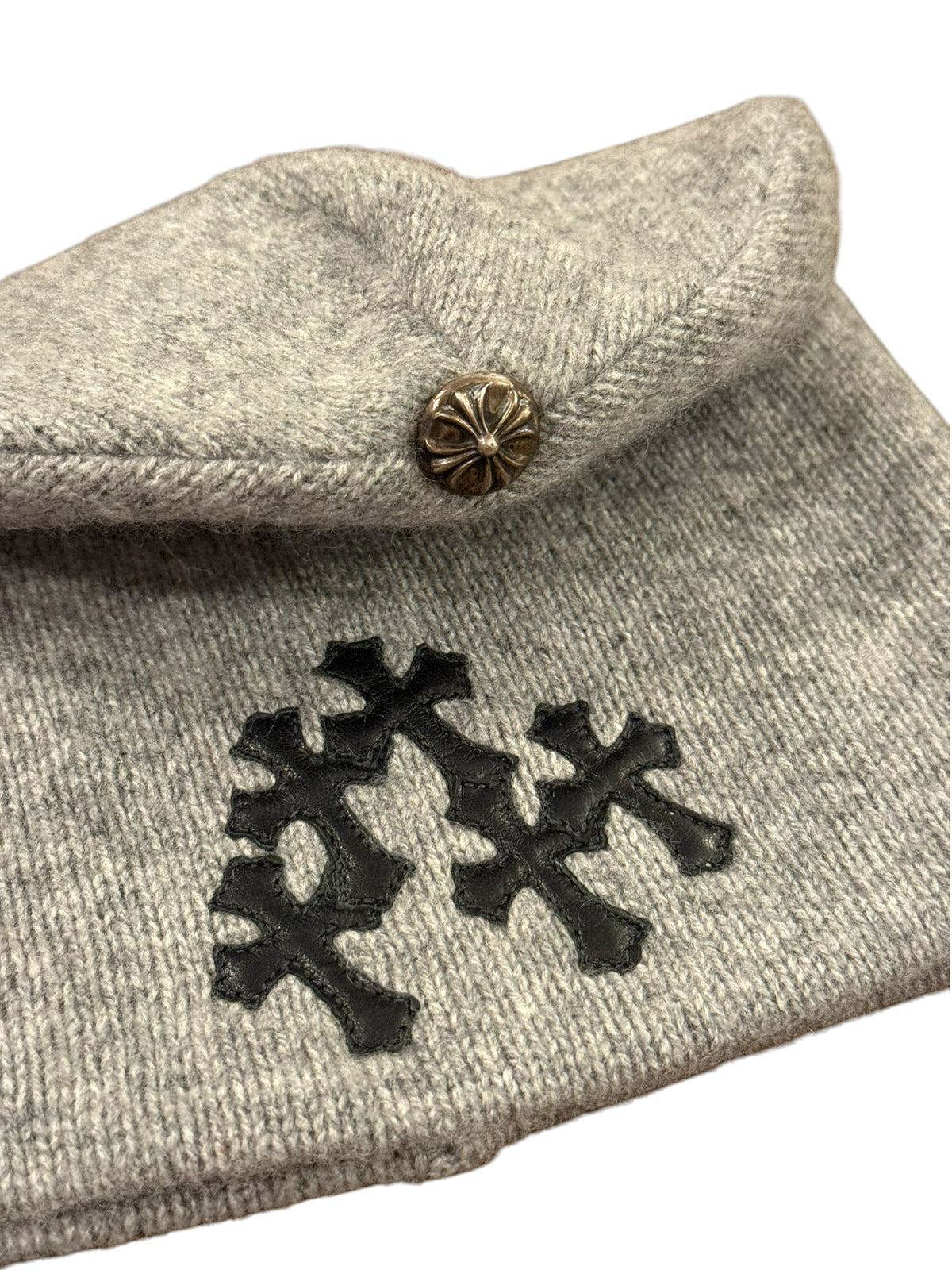 Chrome Hearts Mini Cross Grey Cashmere Beanie