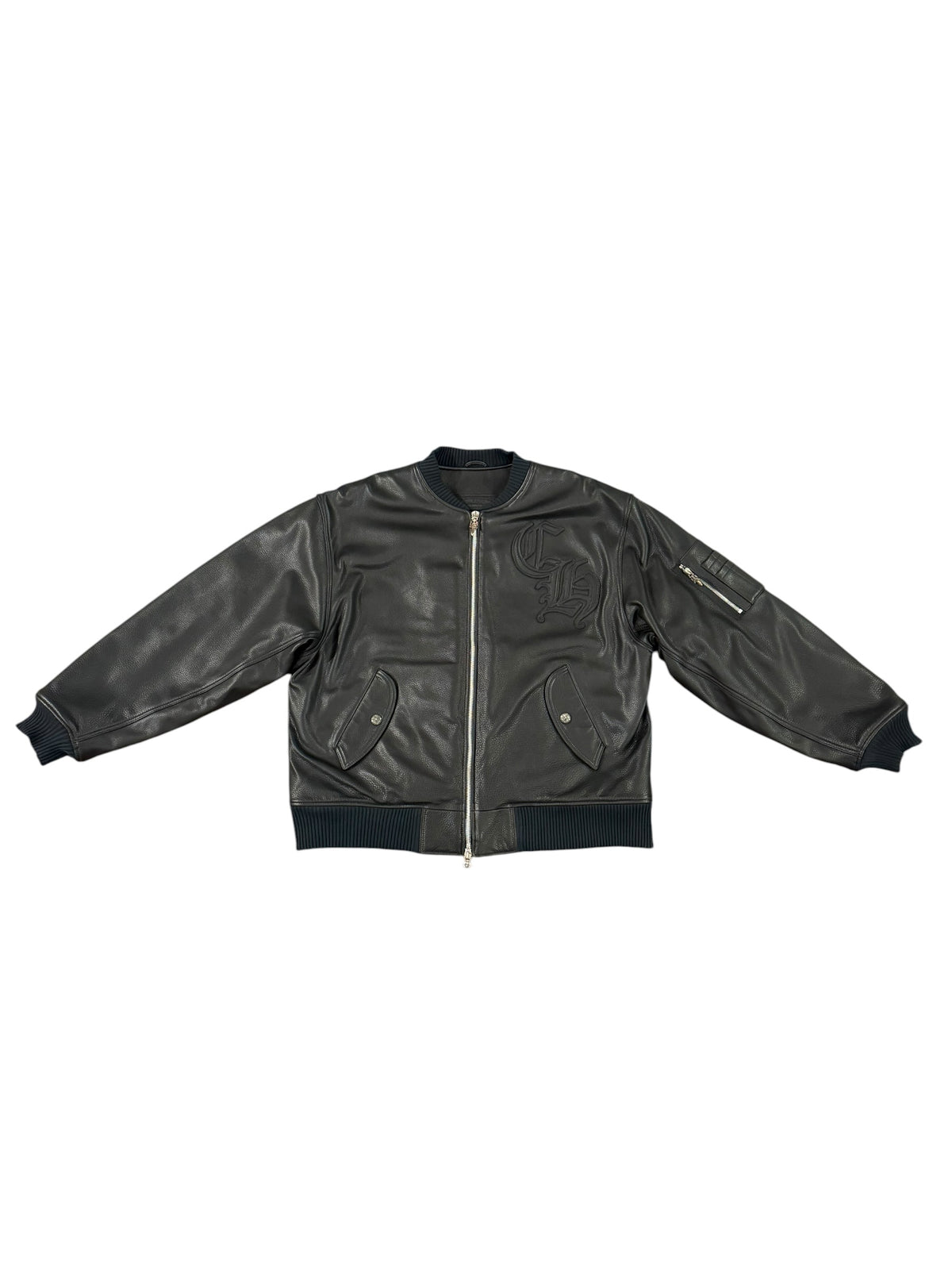 On Target CH Patch Leather Bomber
