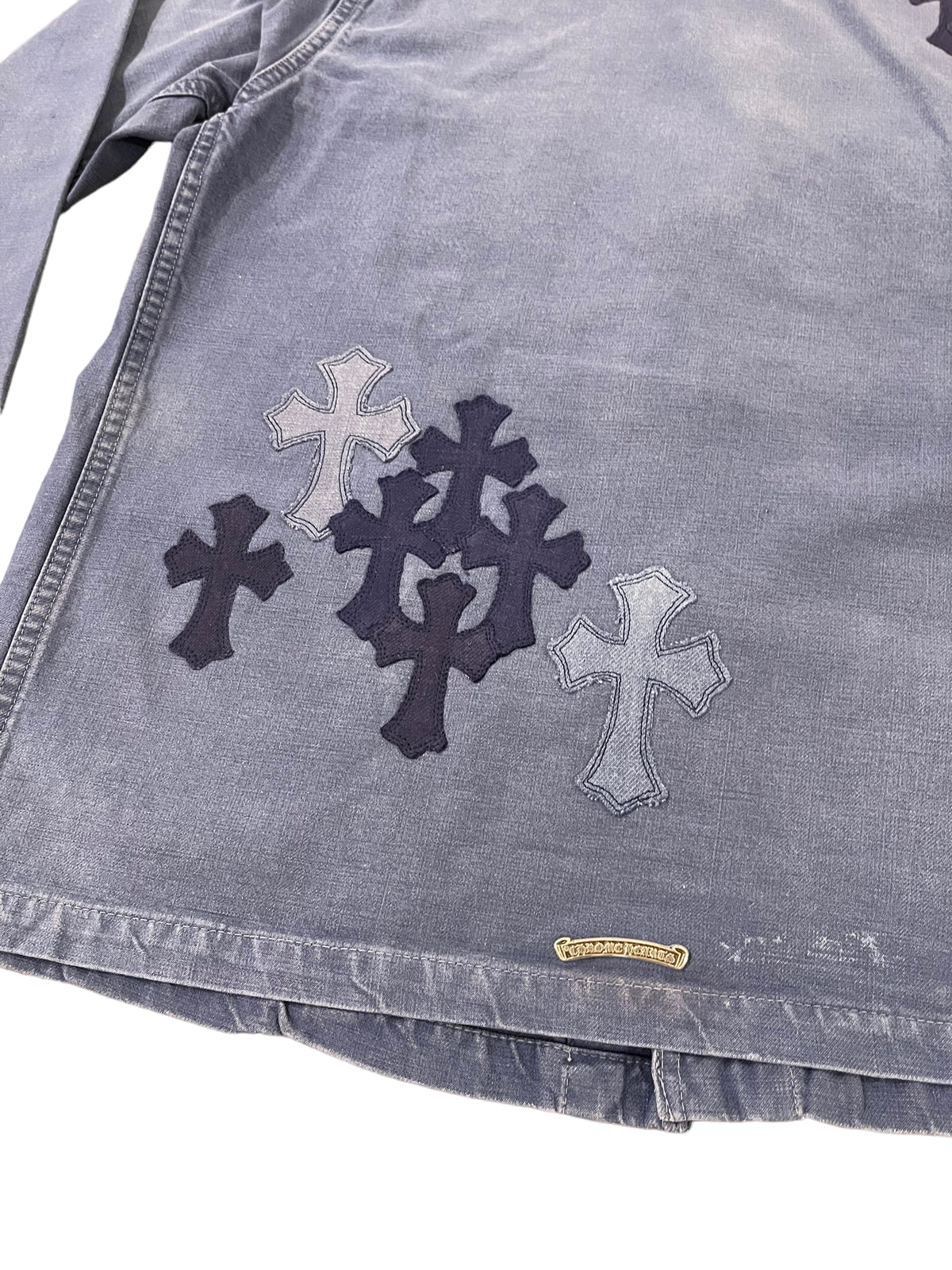 Vintage French Blue Cross Patch Work Jacket