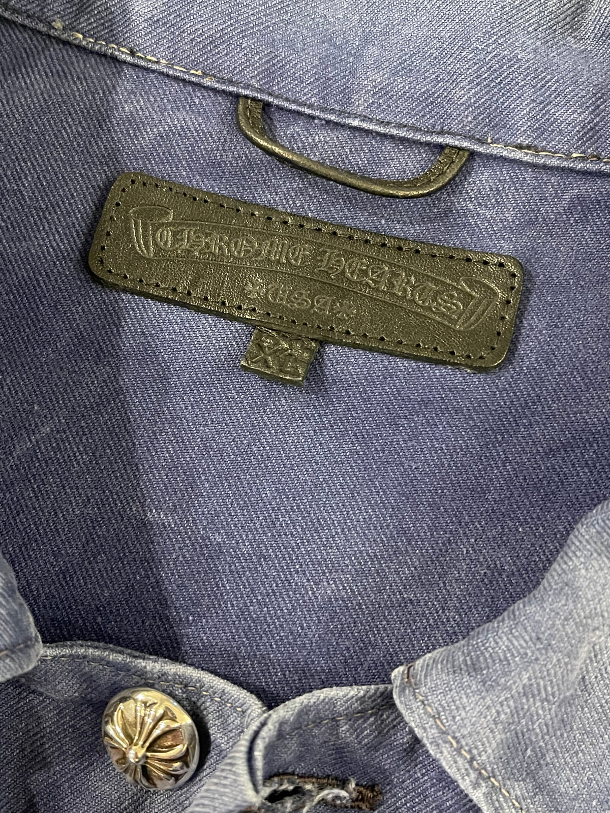 Vintage French Blue Cross Patch Work Jacket