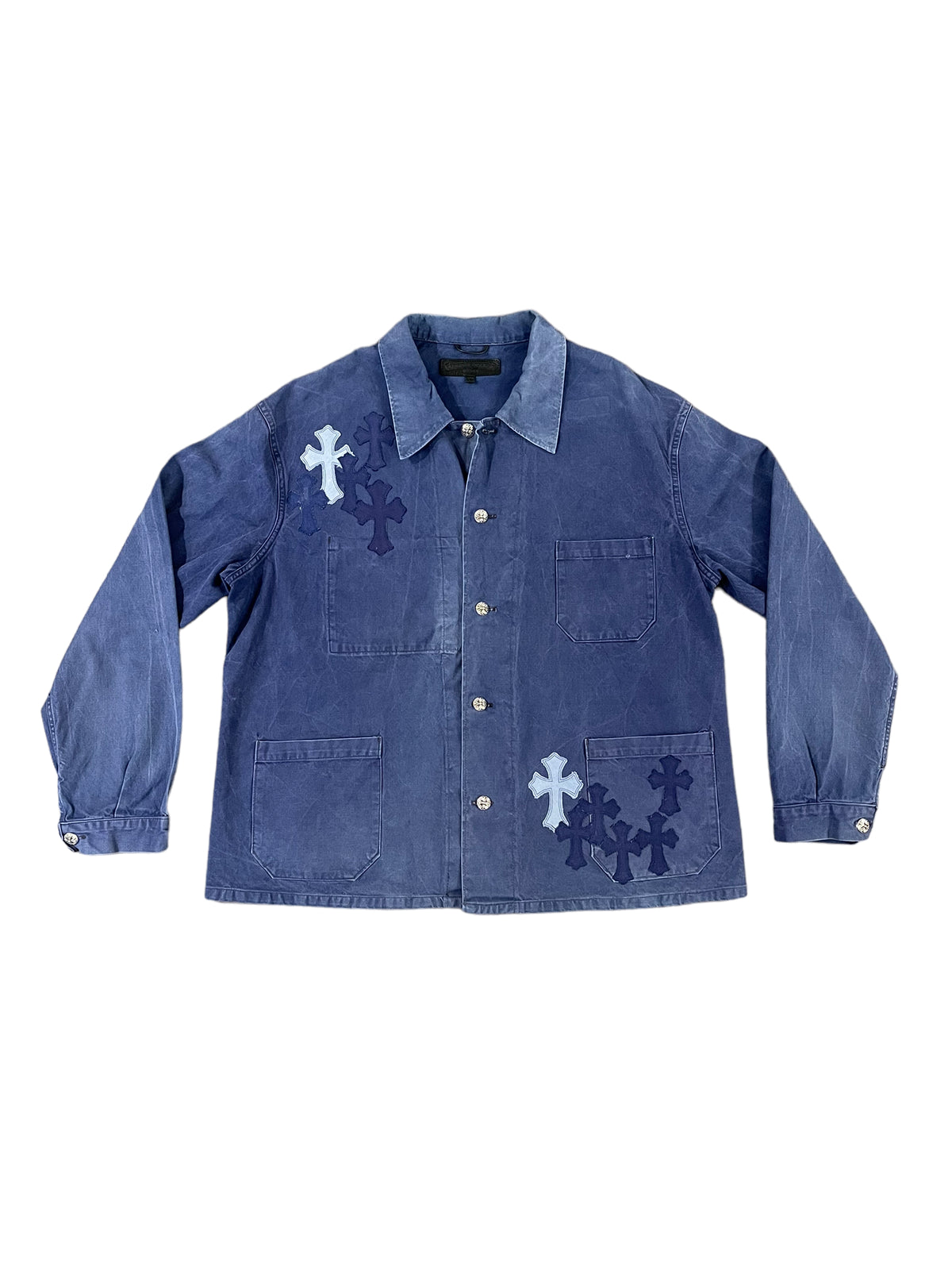 Vintage French Blue Cross Patch Work Jacket