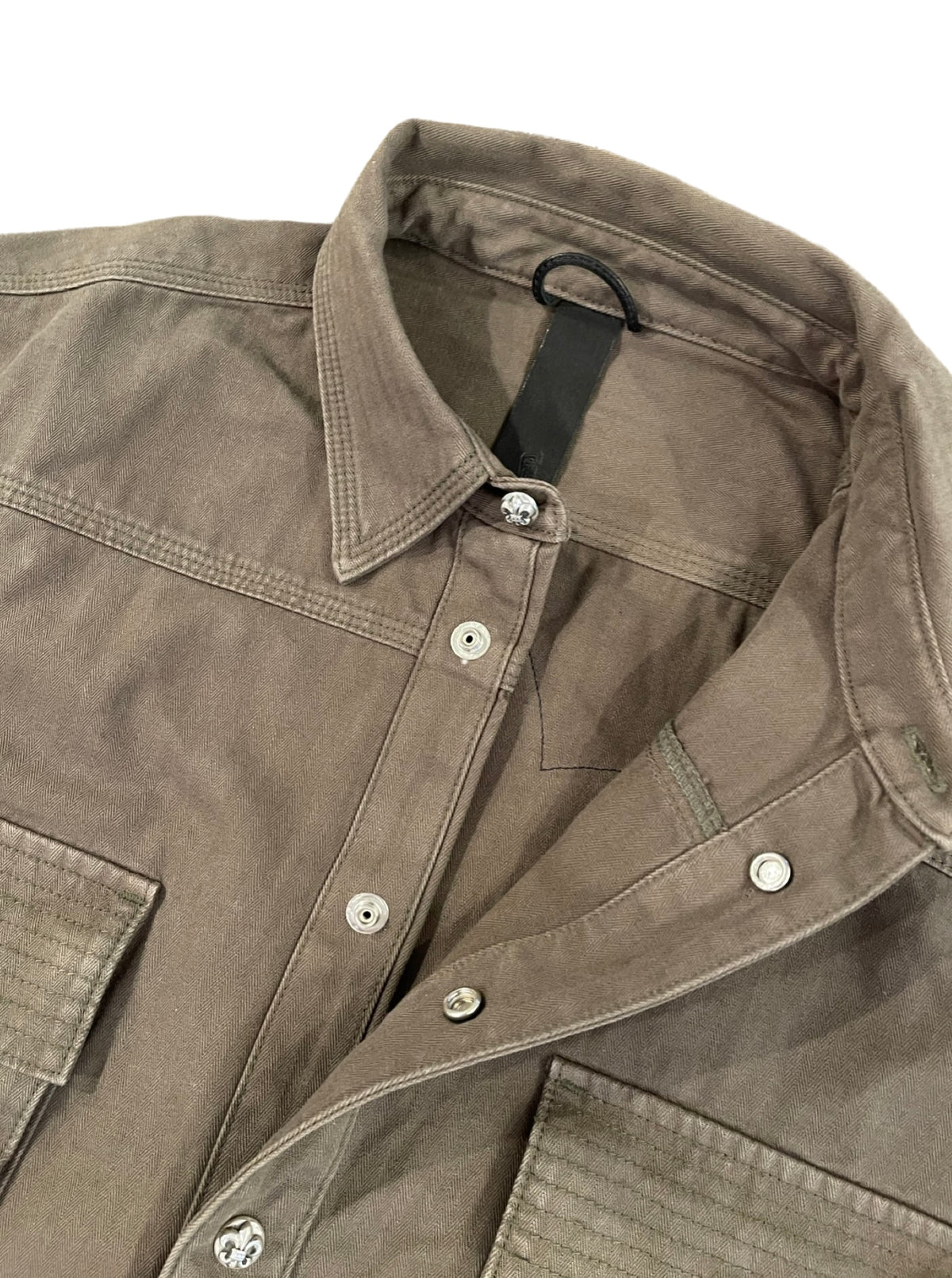 Fleur Patch Detailed Green Military Shirt