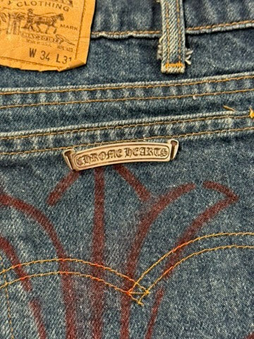 Chrome Hearts Levi's Blue Cross Patch Stencil Denim Jeans