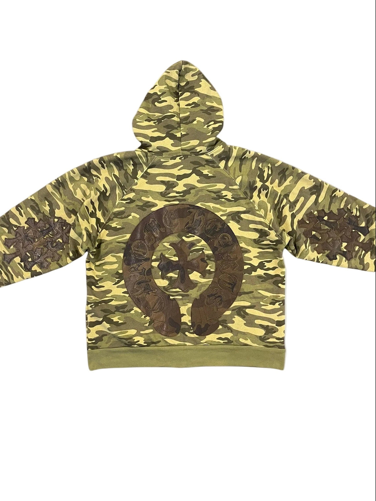 Chrome Hearts Vintage Camo Cross Patch Zip-Up Hoodie